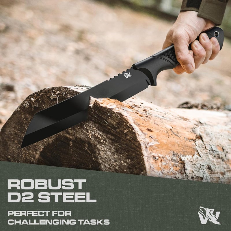 ODENWOLF W Machete - Survival Machete Full Tang with Sheath - Strong D2 Steel Knife Machete for Cutting Trees, for Yard Work, and for Bushcrafting and Big Tactical Knife with TPE-Handle - Image 2